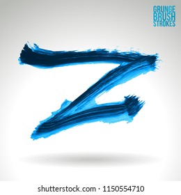 Blue brush stroke and texture. Grunge vector abstract hand - painted element. Underline and border design.