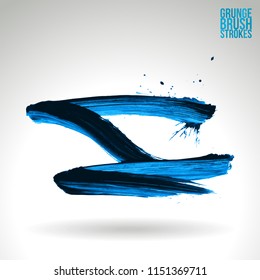 Blue brush stroke and texture. Grunge vector abstract hand - painted element. Underline and border design.