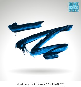 Blue brush stroke and texture. Grunge vector abstract hand - painted element. Underline and border design.