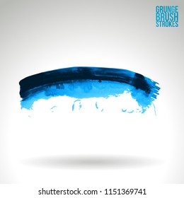 Blue brush stroke and texture. Grunge vector abstract hand - painted element. Underline and border design.