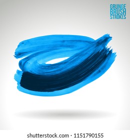 Blue brush stroke and texture. Grunge vector abstract hand - painted element. Underline and border design.