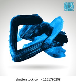 Blue brush stroke and texture. Grunge vector abstract hand - painted element. Underline and border design.