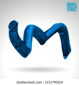 Blue brush stroke and texture. Grunge vector abstract hand - painted element. Underline and border design.