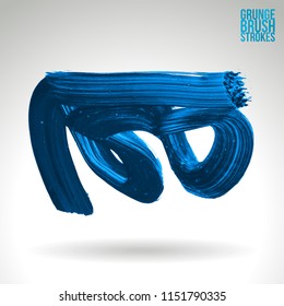 Blue brush stroke and texture. Grunge vector abstract hand - painted element. Underline and border design.