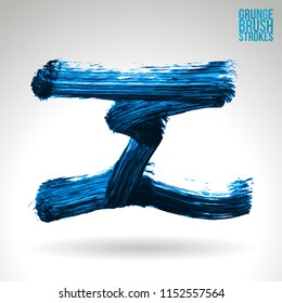 Blue brush stroke and texture. Grunge vector abstract hand - painted element. Underline and border design.
