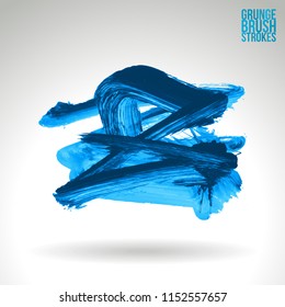 Blue brush stroke and texture. Grunge vector abstract hand - painted element. Underline and border design.
