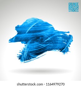 Blue brush stroke and texture. Grunge vector abstract hand - painted element. Underline and border design.