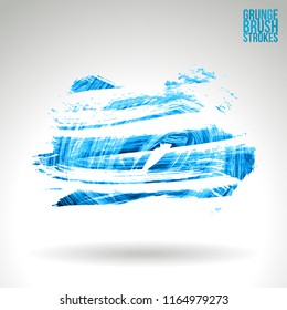 Blue brush stroke and texture. Grunge vector abstract hand - painted element. Underline and border design.