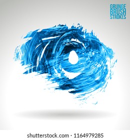 Blue brush stroke and texture. Grunge vector abstract hand - painted element. Underline and border design.