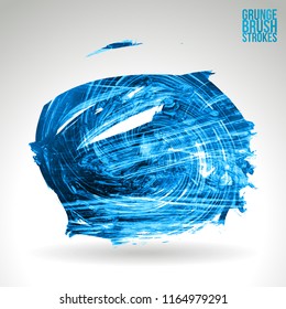 Blue brush stroke and texture. Grunge vector abstract hand - painted element. Underline and border design.