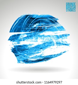 Blue brush stroke and texture. Grunge vector abstract hand - painted element. Underline and border design.