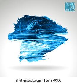 Blue brush stroke and texture. Grunge vector abstract hand - painted element. Underline and border design.