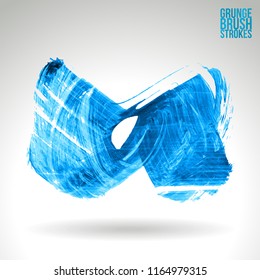 Blue brush stroke and texture. Grunge vector abstract hand - painted element. Underline and border design.
