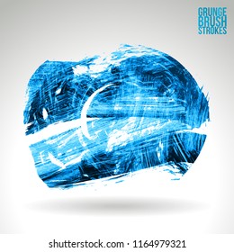 Blue brush stroke and texture. Grunge vector abstract hand - painted element. Underline and border design.