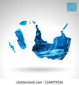 Blue brush stroke and texture. Grunge vector abstract hand - painted element. Underline and border design.