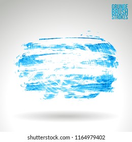 Blue brush stroke and texture. Grunge vector abstract hand - painted element. Underline and border design.