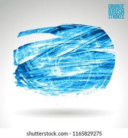 Blue brush stroke and texture. Grunge vector abstract hand - painted element. Underline and border design.