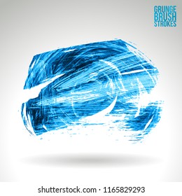 Blue brush stroke and texture. Grunge vector abstract hand - painted element. Underline and border design.