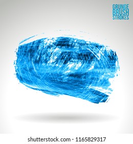Blue brush stroke and texture. Grunge vector abstract hand - painted element. Underline and border design.