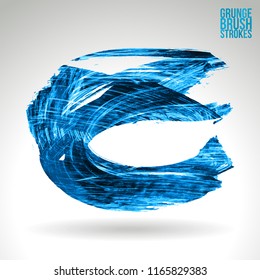 Blue brush stroke and texture. Grunge vector abstract hand - painted element. Underline and border design.