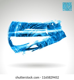 Blue brush stroke and texture. Grunge vector abstract hand - painted element. Underline and border design.