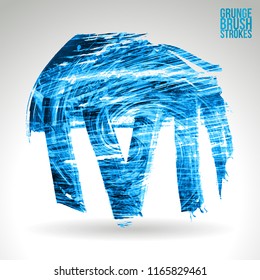 Blue brush stroke and texture. Grunge vector abstract hand - painted element. Underline and border design.