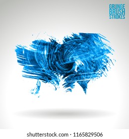 Blue brush stroke and texture. Grunge vector abstract hand - painted element. Underline and border design.