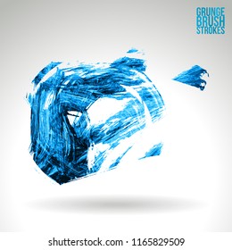 Blue brush stroke and texture. Grunge vector abstract hand - painted element. Underline and border design.