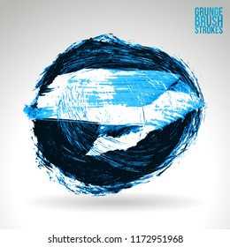 Blue brush stroke and texture. Grunge vector abstract hand - painted element. Underline and border design.