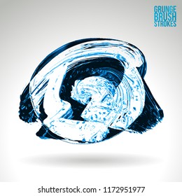 Blue brush stroke and texture. Grunge vector abstract hand - painted element. Underline and border design.