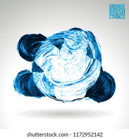 Blue brush stroke and texture. Grunge vector abstract hand - painted element. Underline and border design.