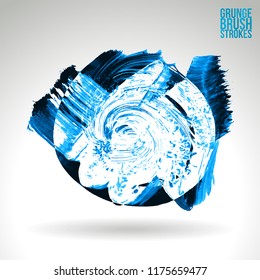 Blue brush stroke and texture. Grunge vector abstract hand - painted element. Underline and border design.