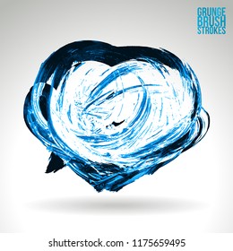 Blue brush stroke and texture. Grunge vector abstract hand - painted element. Underline and border design.
