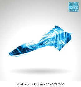 Blue brush stroke and texture. Grunge vector abstract hand - painted element. Underline and border design.