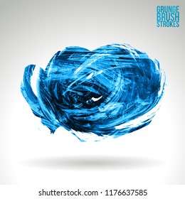 Blue brush stroke and texture. Grunge vector abstract hand - painted element. Underline and border design.