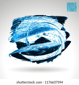 Blue brush stroke and texture. Grunge vector abstract hand - painted element. Underline and border design.