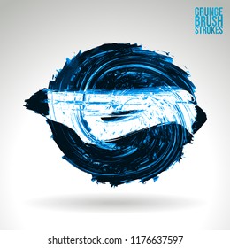 Blue brush stroke and texture. Grunge vector abstract hand - painted element. Underline and border design.