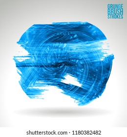 Blue brush stroke and texture. Grunge vector abstract hand - painted element. Underline and border design.
