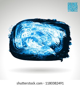 Blue brush stroke and texture. Grunge vector abstract hand - painted element. Underline and border design.