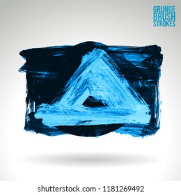 Blue brush stroke and texture. Grunge vector abstract hand - painted element. Underline and border design.