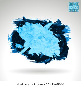 Blue brush stroke and texture. Grunge vector abstract hand - painted element. Underline and border design.
