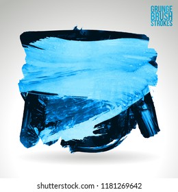 Blue brush stroke and texture. Grunge vector abstract hand - painted element. Underline and border design.