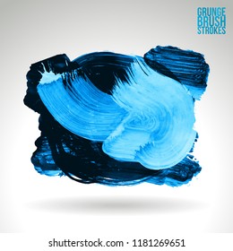 Blue brush stroke and texture. Grunge vector abstract hand - painted element. Underline and border design.