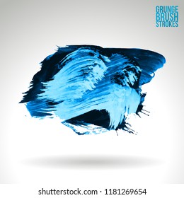 Blue brush stroke and texture. Grunge vector abstract hand - painted element. Underline and border design.