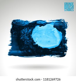 Blue brush stroke and texture. Grunge vector abstract hand - painted element. Underline and border design.