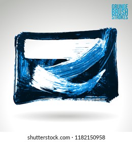 Blue brush stroke and texture. Grunge vector abstract hand - painted element. Underline and border design.