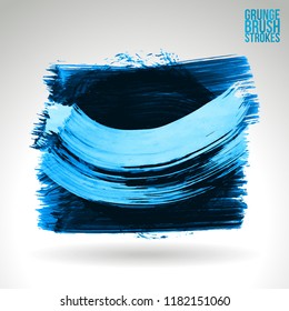Blue brush stroke and texture. Grunge vector abstract hand - painted element. Underline and border design.