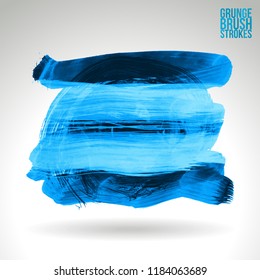 Blue brush stroke and texture. Grunge vector abstract hand - painted element. Underline and border design.