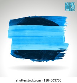Blue brush stroke and texture. Grunge vector abstract hand - painted element. Underline and border design.