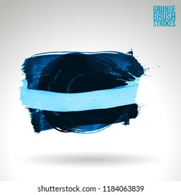 Blue brush stroke and texture. Grunge vector abstract hand - painted element. Underline and border design.